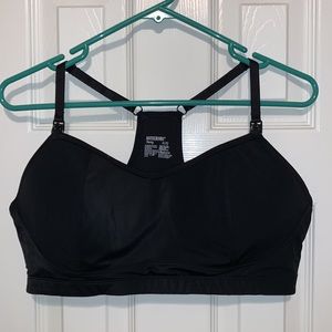 Motherhood Maternity racerback sports clip down Nursing Bra in Black XL